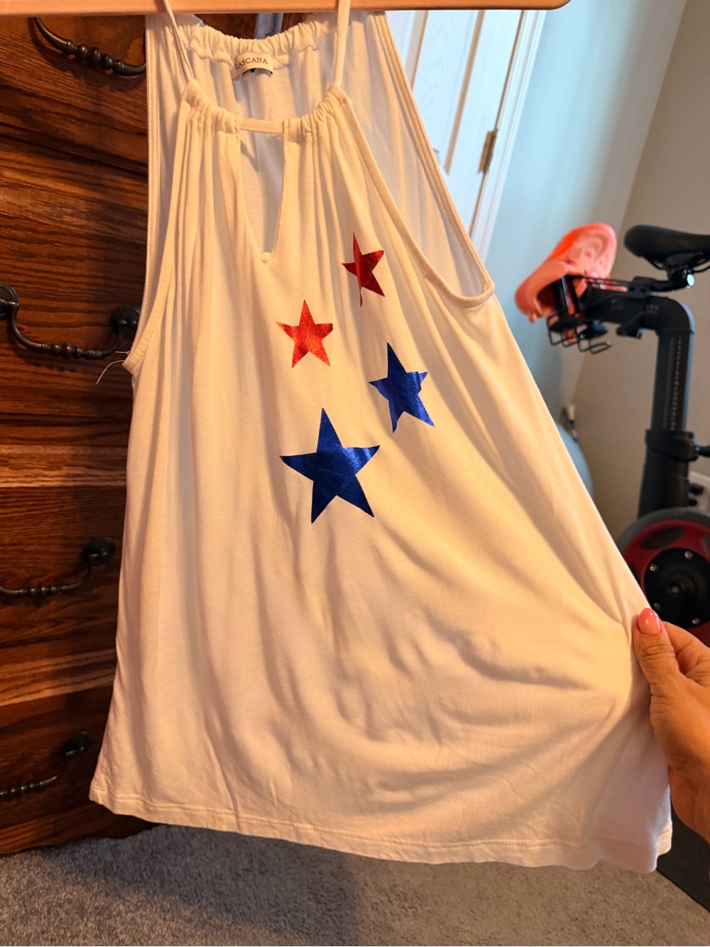 White Star Halter Tank with Red & Blue Stars